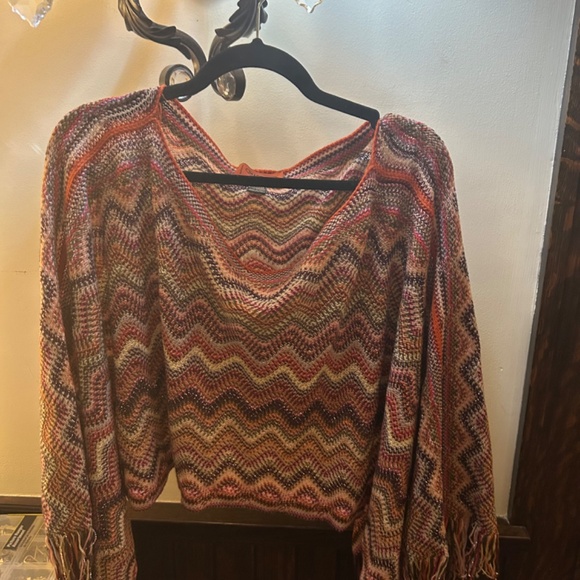 Missoni Multicolor Stripe Fringe Poncho One Size - Picture 2 of 7